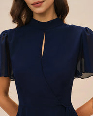 Blue Butterfly Sleeve Mini Dress