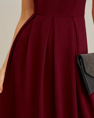 Wine Red Pleated Slip Maxi Dress